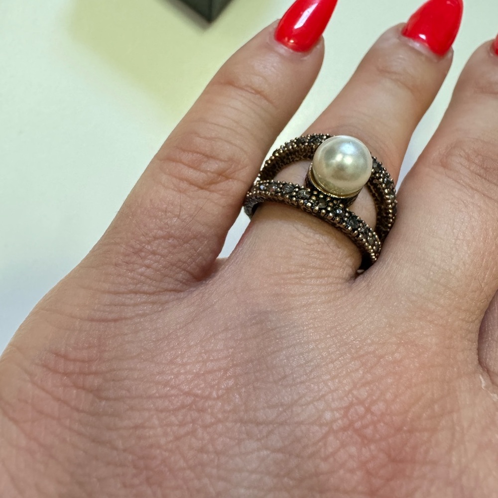 Handmade Copper Pearl Ring